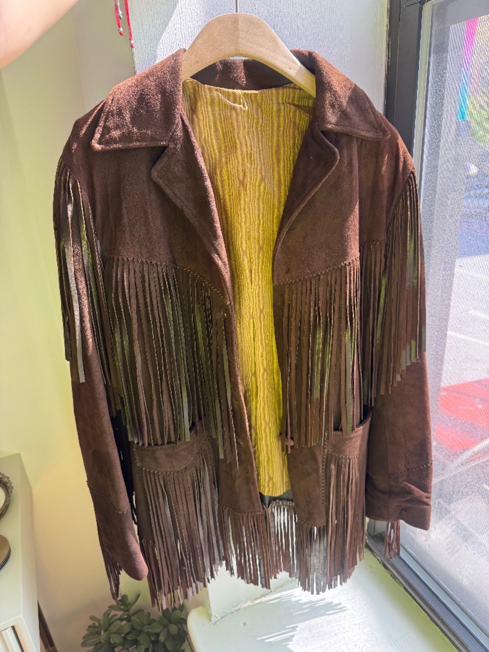 Vintage Joo Kay Chocolate Brown Suede Leather Fringe Jacket - Size 8